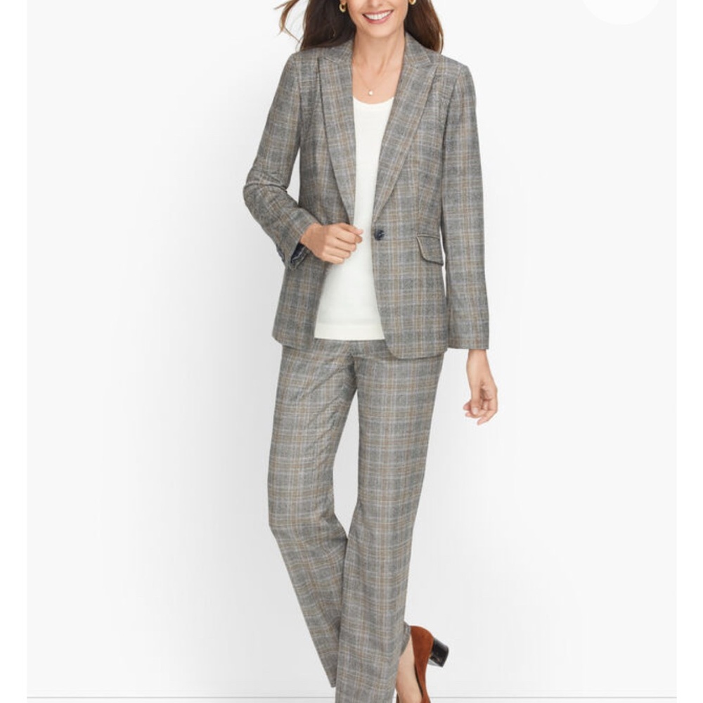 NWT Talbots Italian Flannel Plaid Blazer